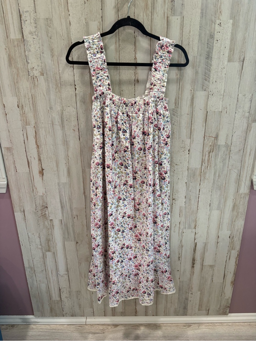Fox In Gown Floral Cotton Midi Dress Small Smocked‎ Boho Prairie Cottagecore